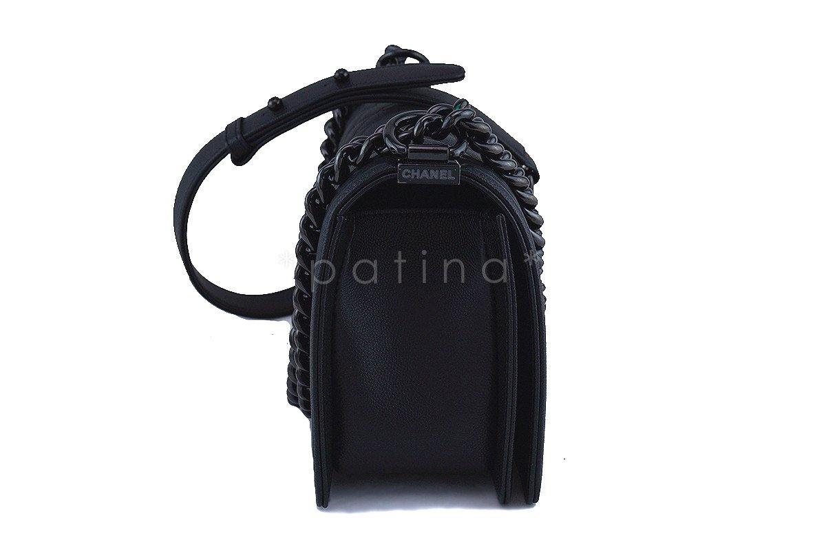 NWT 17S Chanel So Black Caviar Boy Classic Flap, Medium Bag