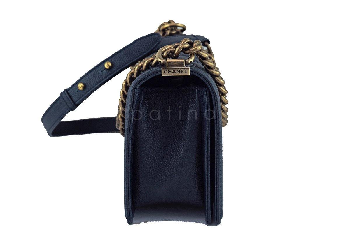Chanel Navy Blue Le Boy Classic Flap, Medium Caviar Bag