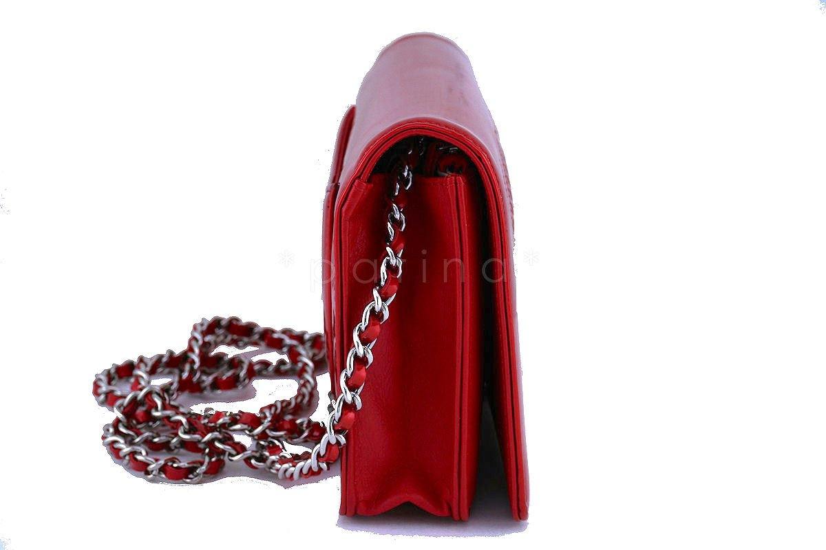 Chanel Cherry Red Patent Strass Crystals WOC Wallet on Chain Purse Bag