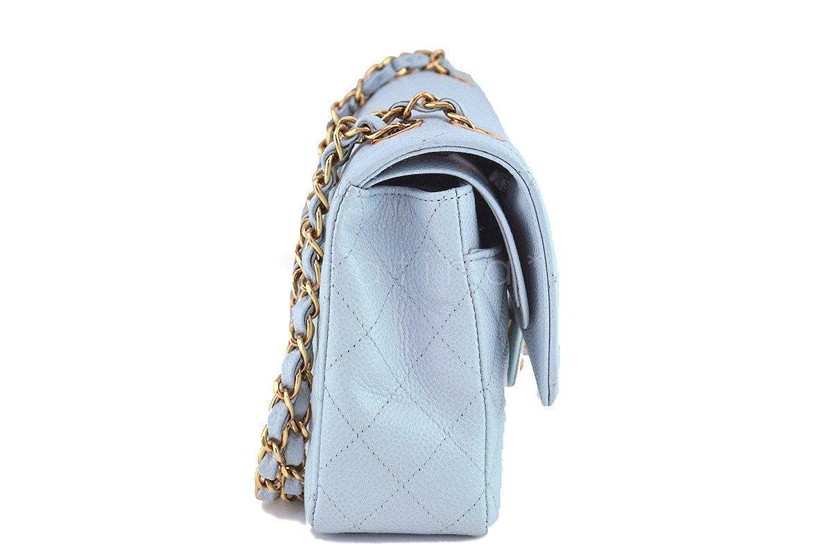 Chanel Pale Blue Caviar Medium Classic 2.55 Double Flap Bag GHW SWU
