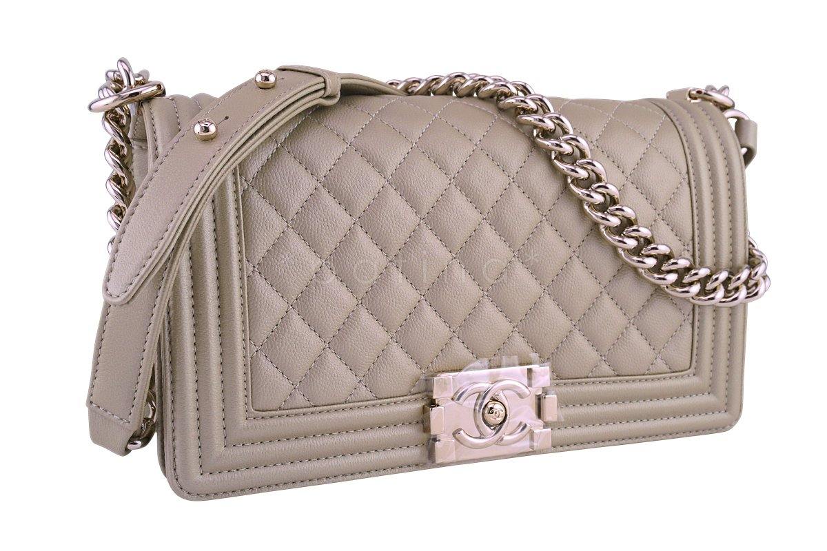 NWT Chanel Gold Caviar Medium Classic Boy Flap Bag