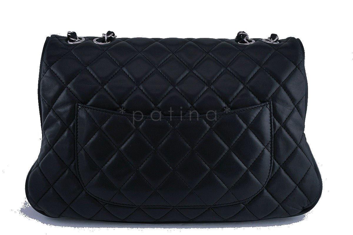 Chanel Black Maxi/Jumbo sized Quilted Soft Classic Messenger Flap Bag 7Y4
