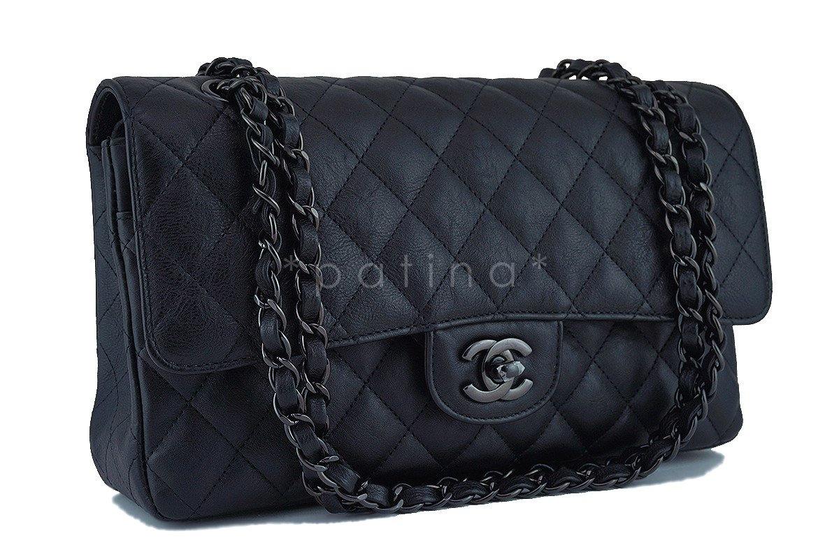 NIB 17S Chanel So Black Medium Classic 2.55 Double Flap Bag