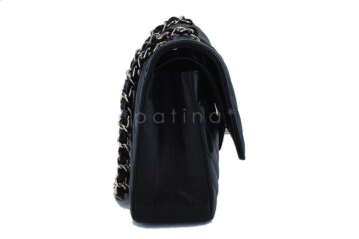 NWT 17S Chanel Black Chevron Medium Classic 2.55 Double Flap Bag GHW