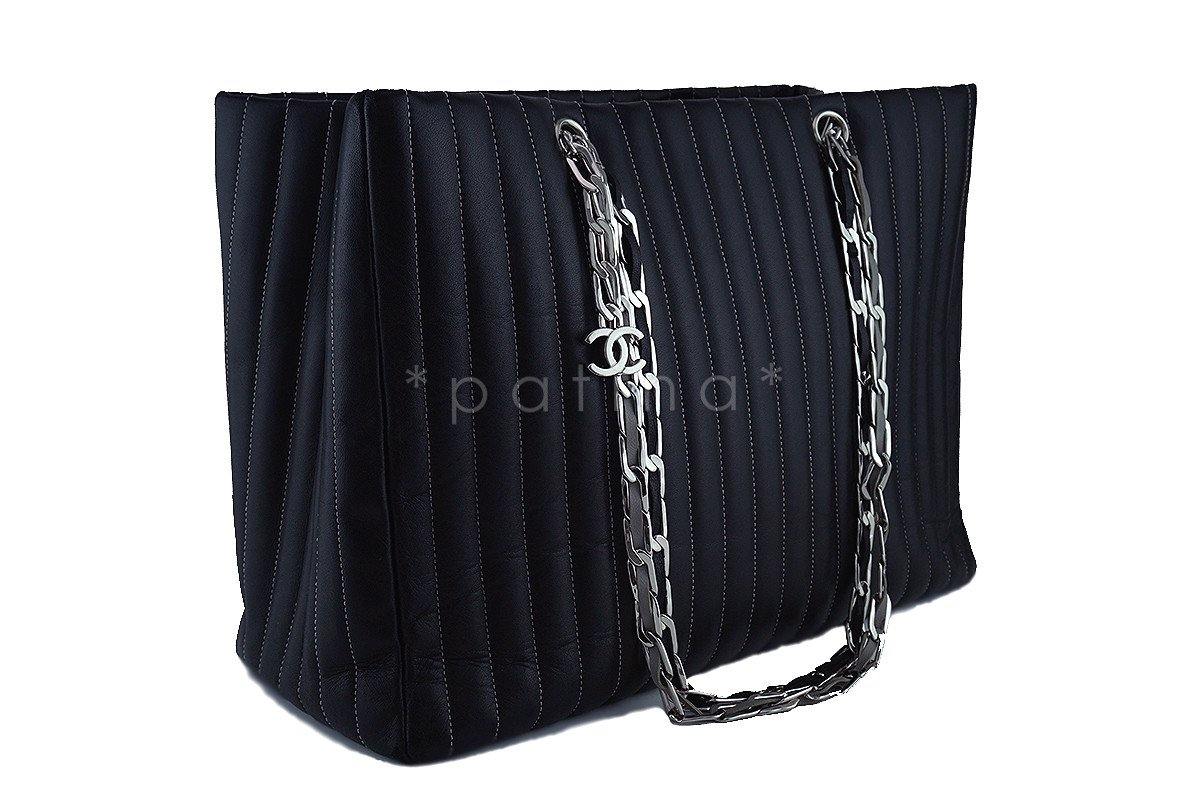 Chanel Black Lambskin Large Mademoiselle Vertical Tote Bag