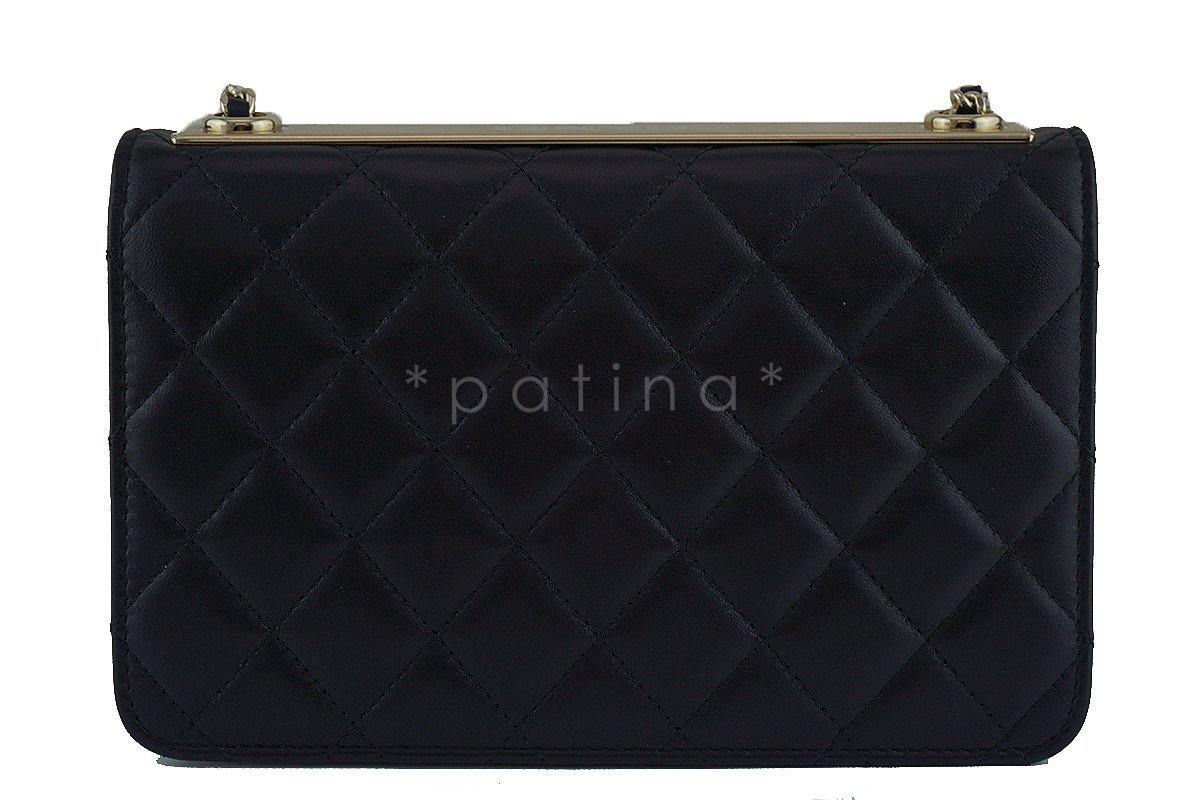 NWT 17A Chanel Black Trendy CC Classic Wallet on Chain WOC Flap Bag
