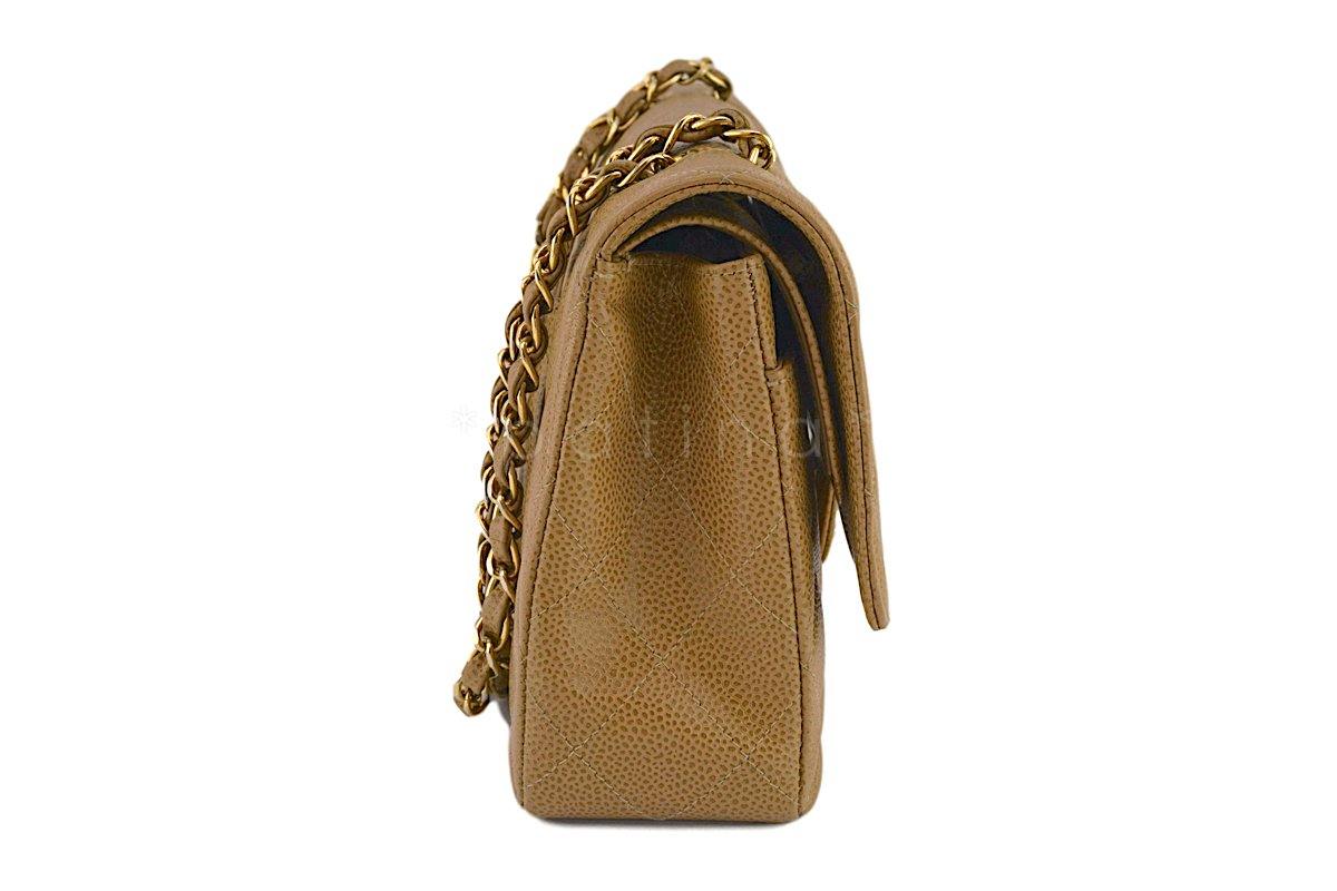 Chanel Camel Beige Caviar Medium Classic 2.55 Double Flap Bag GHW