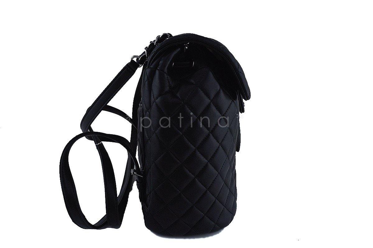 New 17S Chanel Black Classic Quilted Urban Spirit Backpack Bag RHW