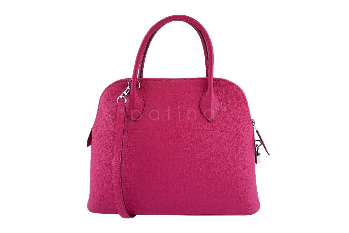 Hermes Rose Shocking Chevre Pink 31cm Bolide Tote Bag
