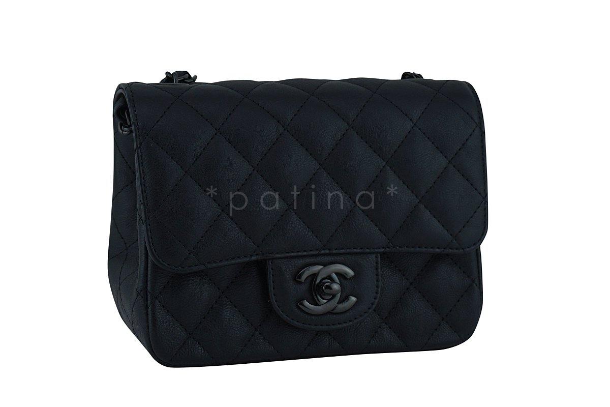Rare Chanel So Black Classic Quilted Square Mini 2.55 Flap Bag
