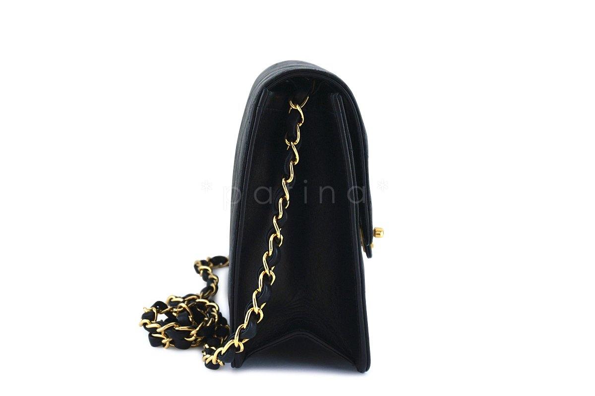 Chanel Black Lambskin Classic Vintage Timeless Flap Bag GHW