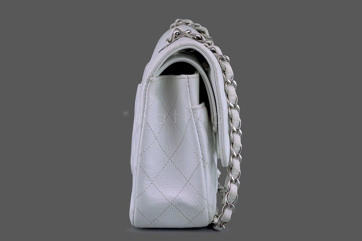 Chanel White Caviar Medium Classic 2.55 Double Flap Bag SHW