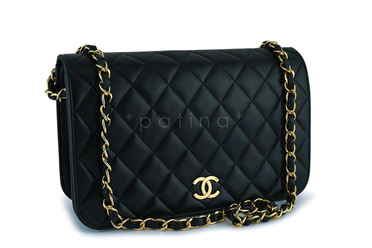 Chanel Vintage Black Timeless Classic Flap Bag 24k Gold Plated