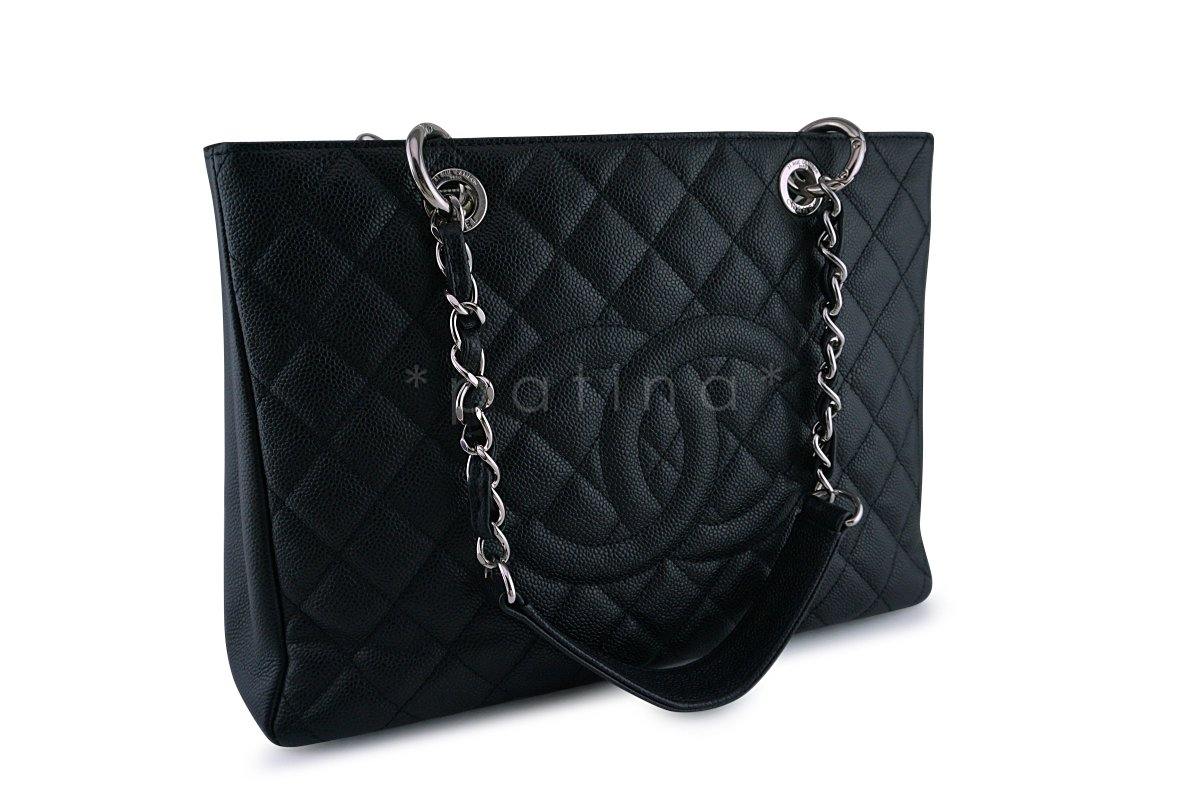 Chanel Black Caviar Classic Grand Shopper Tote GST Shopping Bag SHW