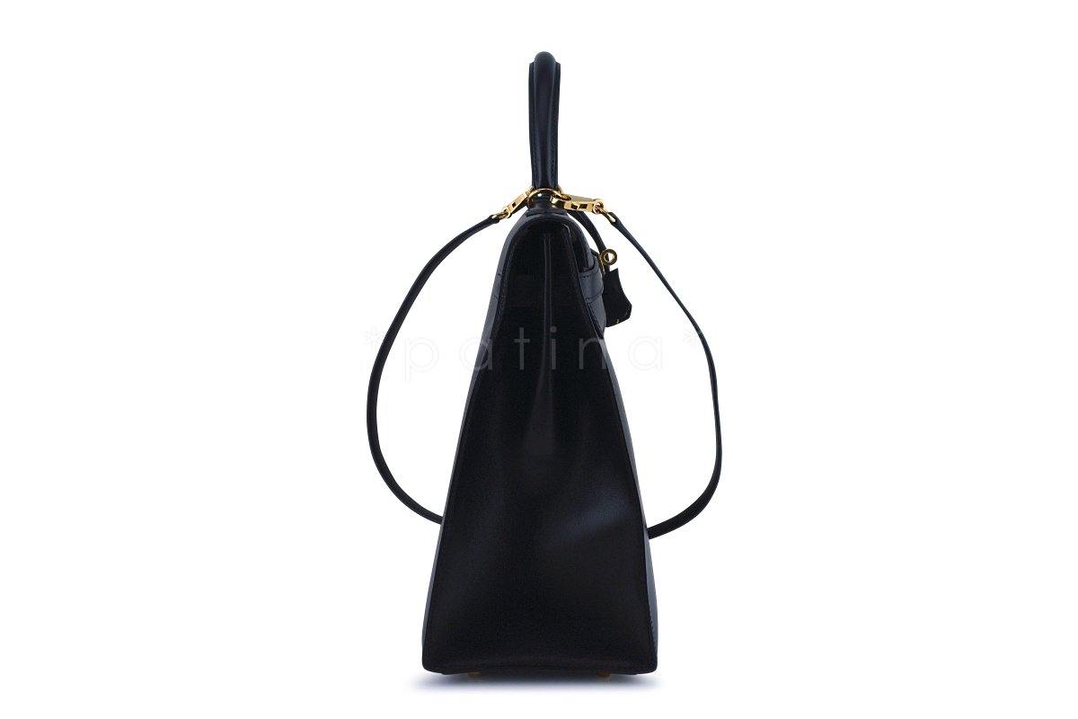 Hermes Black 35cm Box calf Kelly Sellier Bag