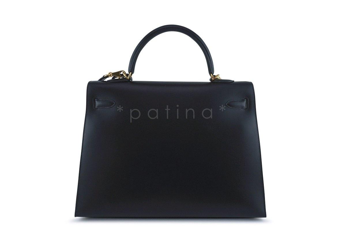 Hermes Black 35cm Box calf Kelly Sellier Bag