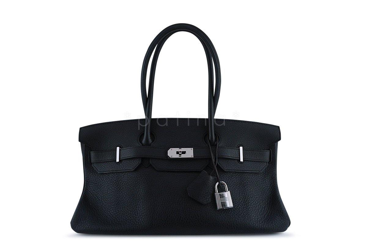 Hermes Black 42cm Clemence Shoulder Birkin JPG 2 Bag PHW