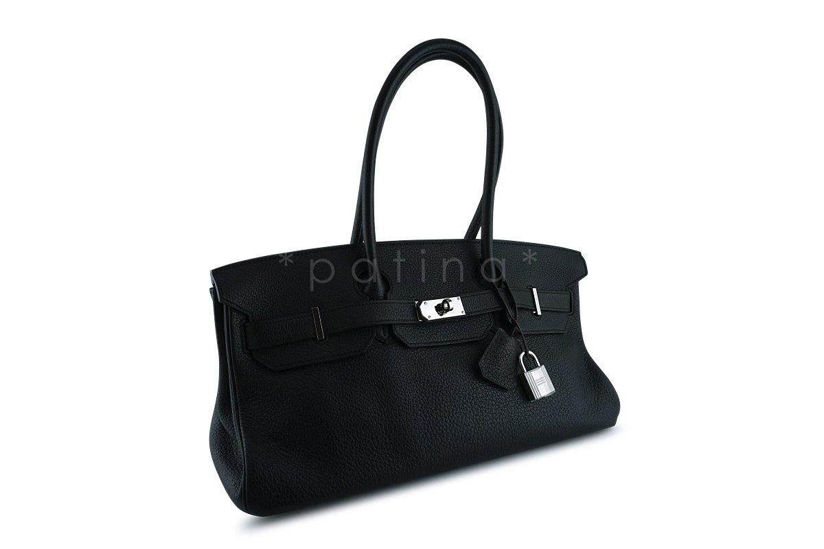 Hermes Black 42cm Clemence Shoulder Birkin JPG 2 Bag PHW