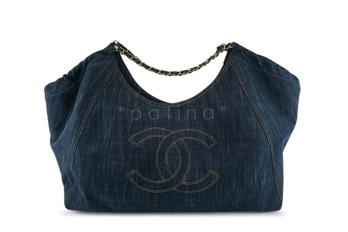 Chanel Blue Dark Denim XXL Giant Coco Cabas Tote Bag