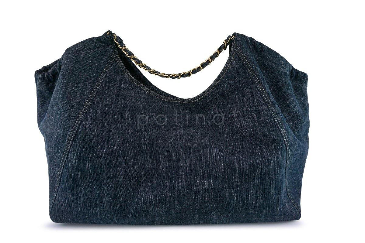 Chanel Blue Dark Denim XXL Giant Coco Cabas Tote Bag