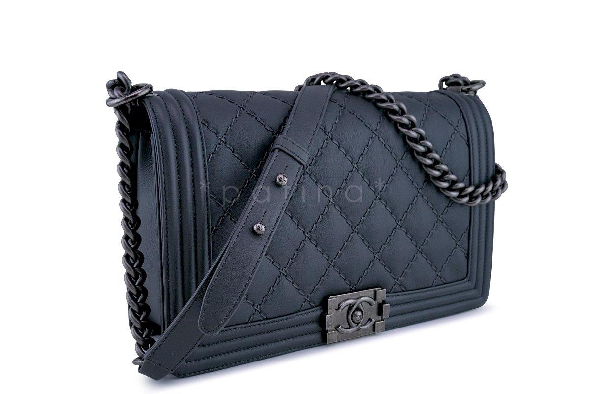 Chanel Gray Boy Classic Flap, Medium Calfskin Bag