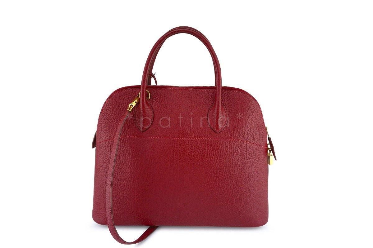 Hermes Rouge H Fjord Red 35/37cm Bolide Shoulder Tote Bag