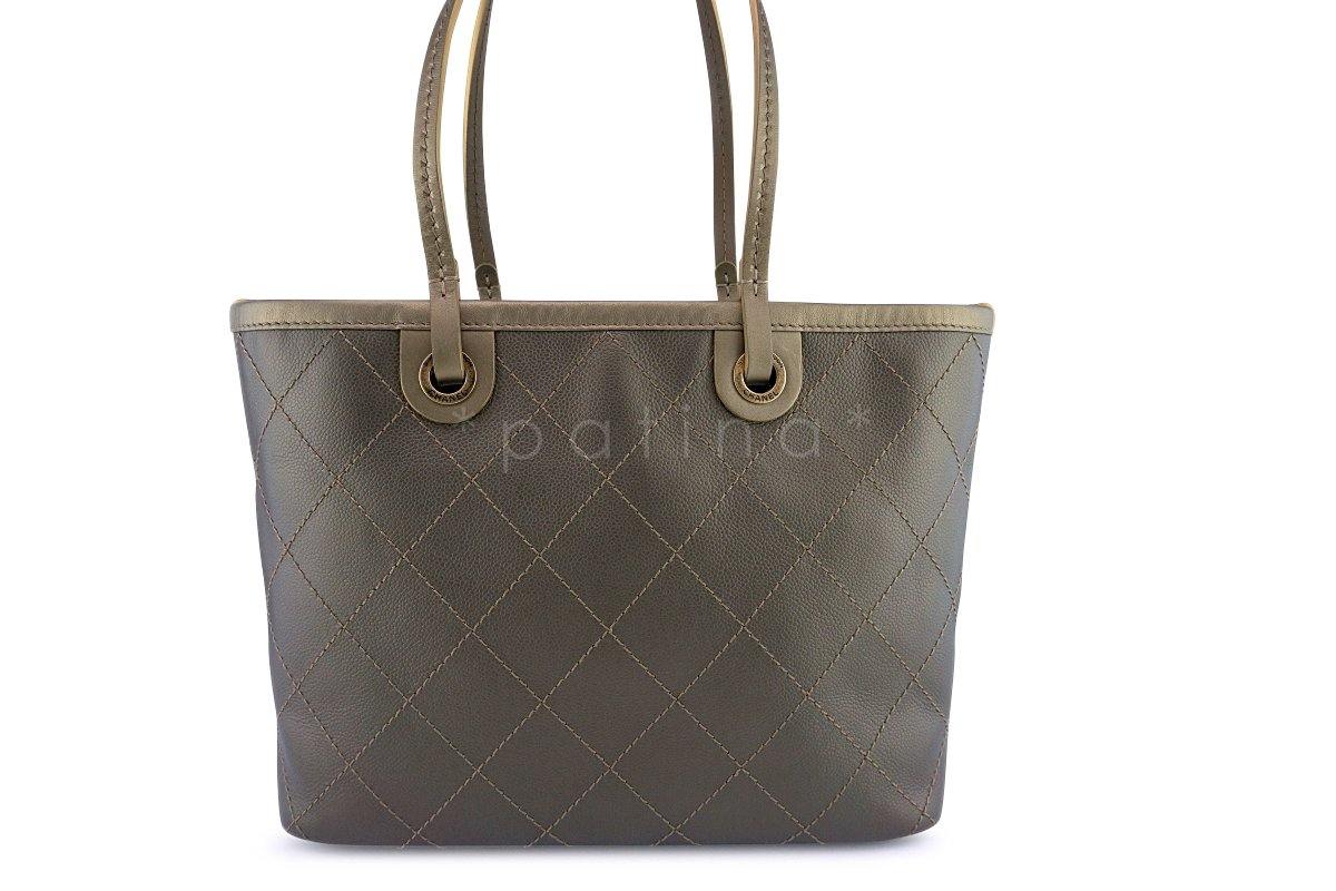Chanel Gold Quilted Caviar Large Shopper Tote Bag