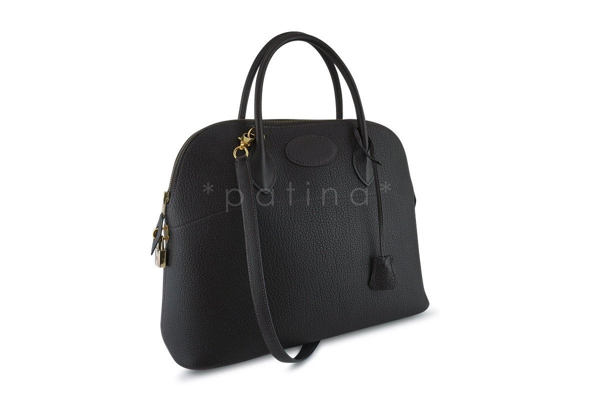 Hermes Ebene Fjord Dk Brown 35/37cm Bolide Shoulder Tote Bag