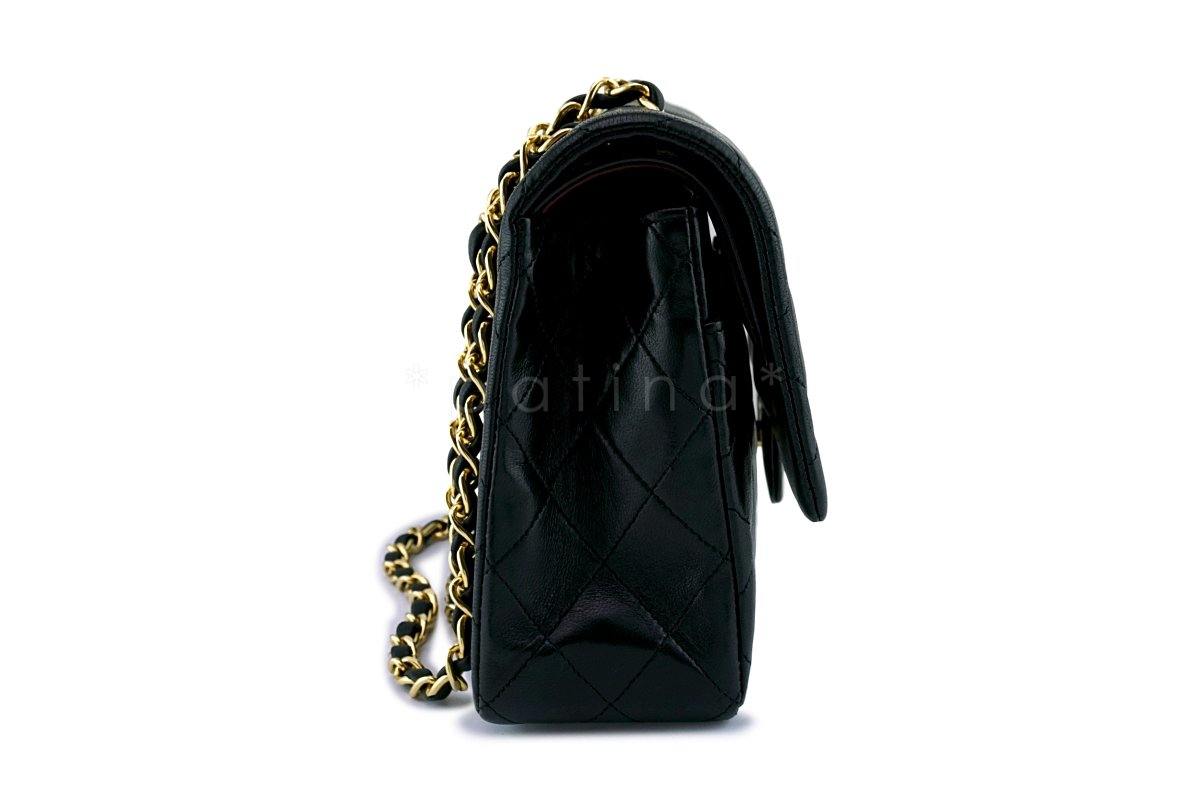 Chanel Black Lambskin Medium Classic Double Flap Bag 24k GHW