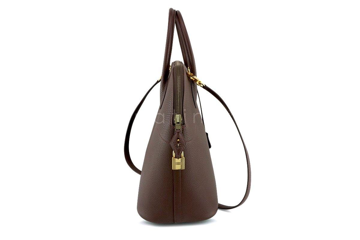 Excellent Hermes Havanne Brown 35/37cm Mou Bolide Shoulder Tote Bag GHW