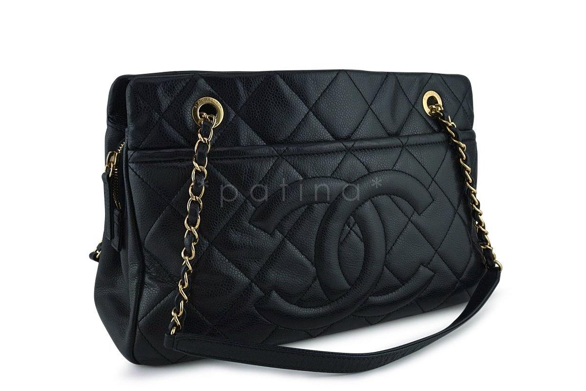 Chanel Black Caviar Timeless Tote GST Grand Shopping Bag GHW