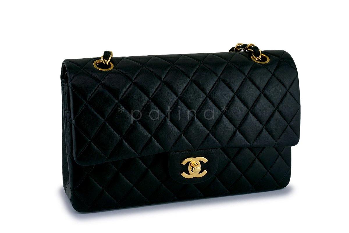 Chanel Black Lambskin Medium Classic Double Flap Bag 24k GHW