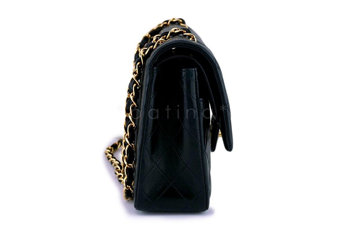 Chanel Black Lambskin Medium Classic Double Flap Bag 24k GHW