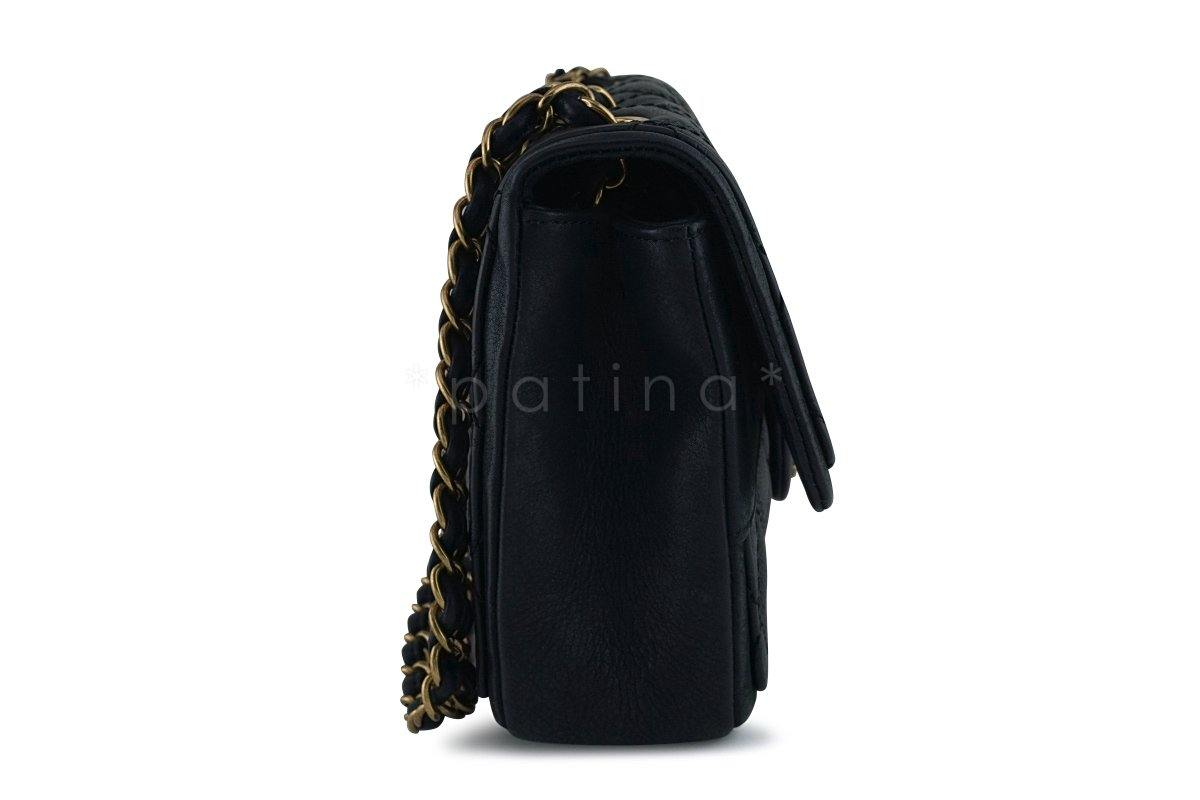 Chanel Black Aged Calf Framed Medium Classic Flap Bag