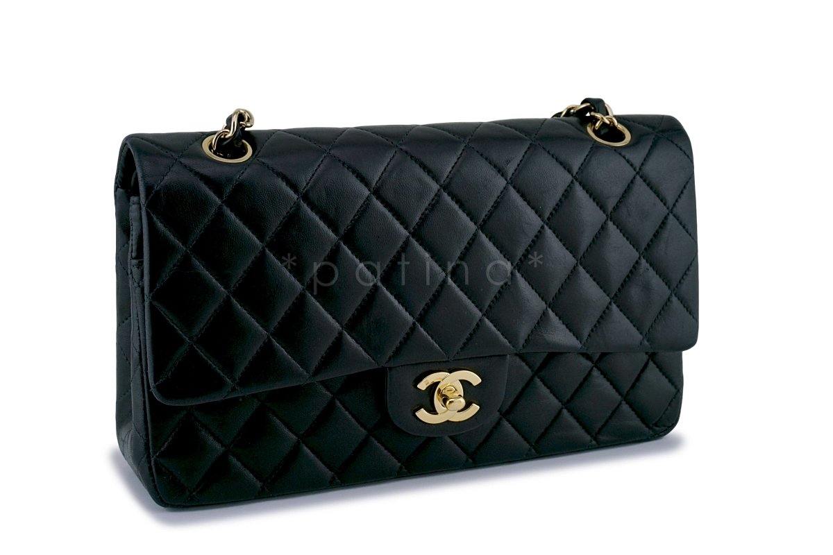 Chanel Black Lambskin Medium  Classic Double Flap Bag 24k GHW