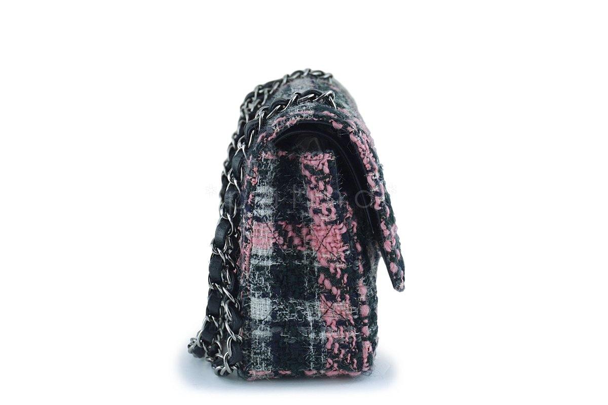 Chanel Gray Pink Tweed Medium Classic 2.55 Double Flap Bag