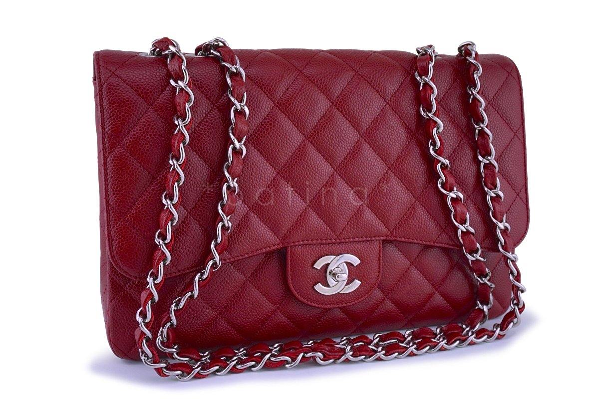 Chanel Red Caviar Jumbo 2.55 Classic Flap Bag SHW