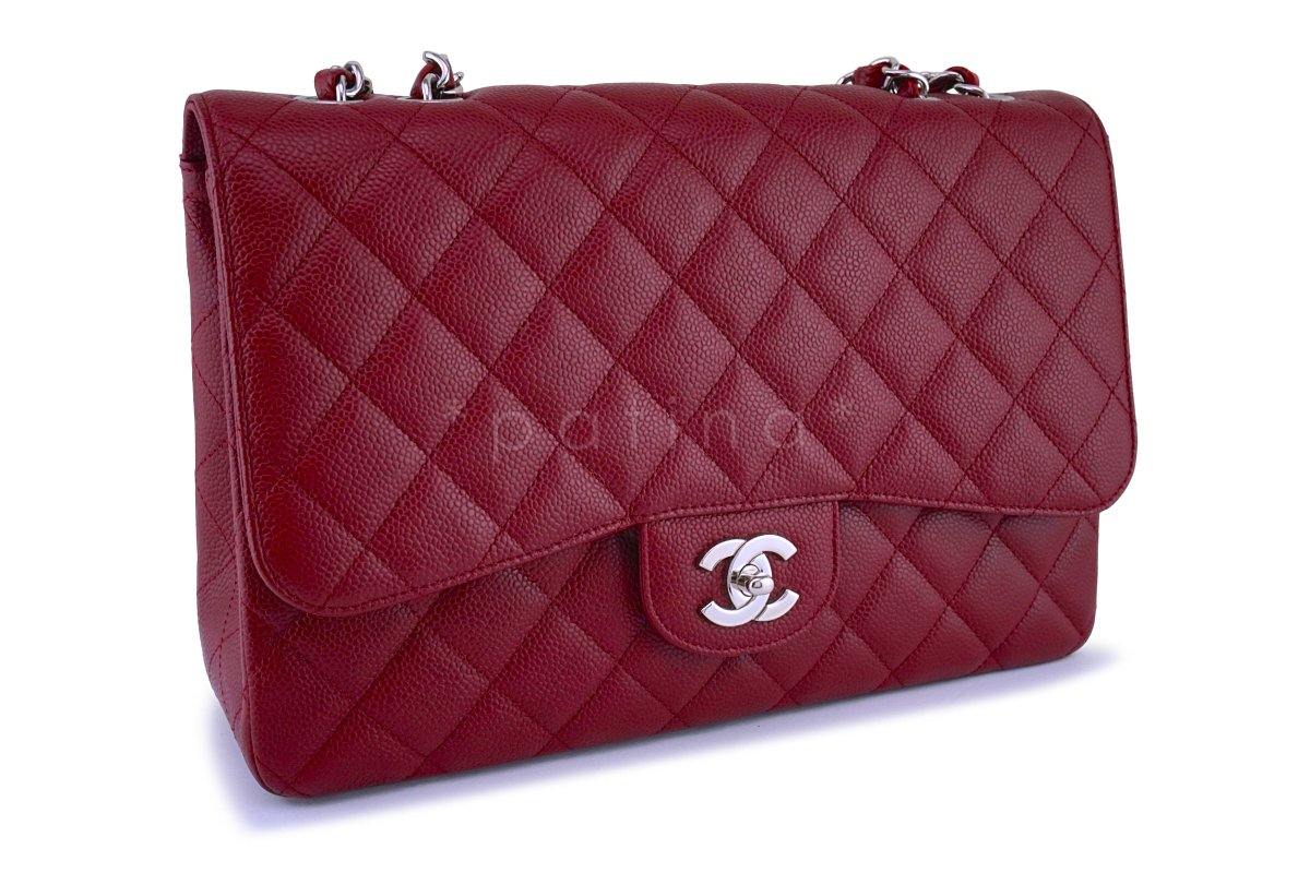 Chanel Red Caviar Jumbo 2.55 Classic Flap Bag SHW