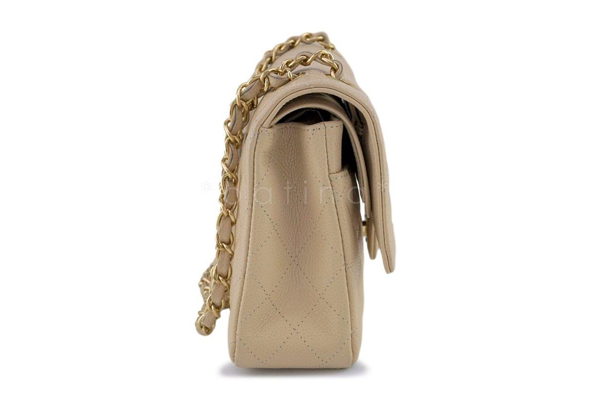 Chanel Beige Clair Caviar Medium Classic 2.55 Double Flap Bag GHW