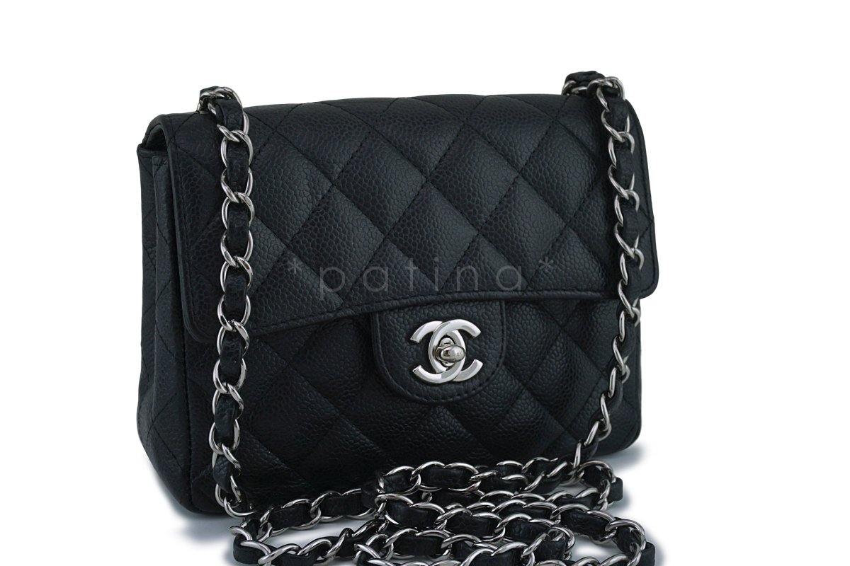 Chanel Black Classic Caviar Quilted Square Mini Flap Bag SHW