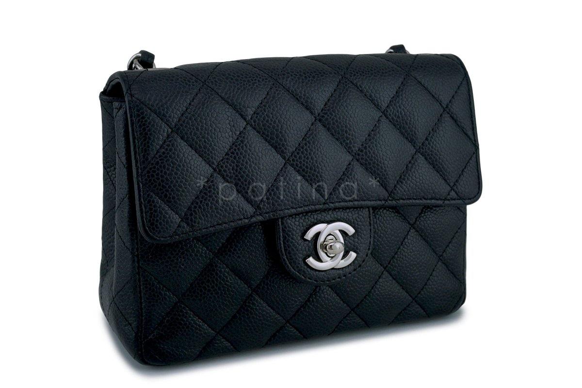 Chanel Black Classic Caviar Quilted Square Mini Flap Bag SHW