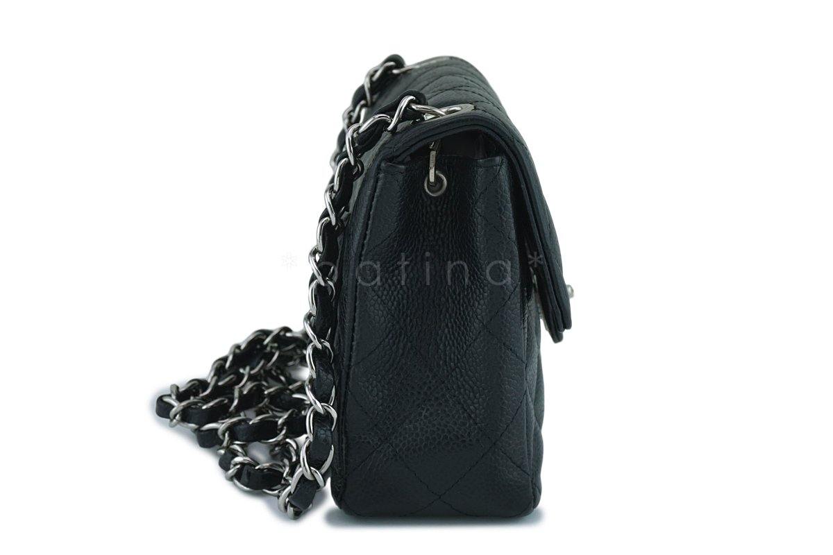 Chanel Black Classic Caviar Quilted Square Mini Flap Bag SHW