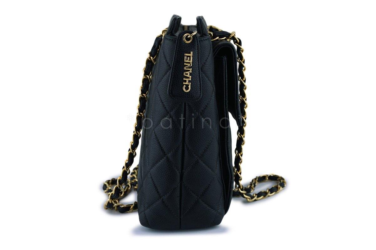 Chanel Black Vintage Caviar Classic Quilted Flap Shopper Tote Bag