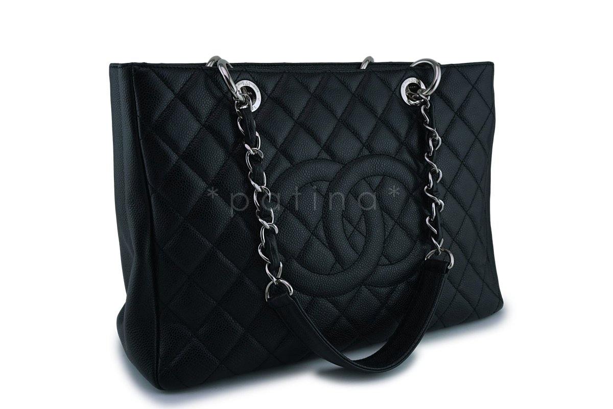 Chanel Black Caviar Classic Grand Shopper Tote GST Shopping Bag SHW