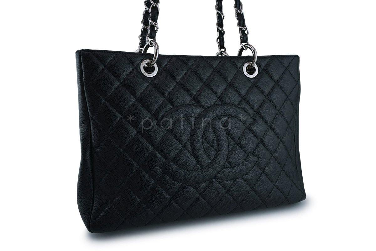 Chanel Black Caviar Classic Grand Shopper Tote GST Shopping Bag SHW