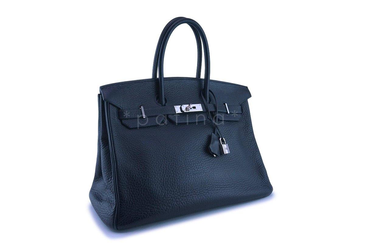 Hermes Indigo Clemence Blue-Black 35cm Birkin Bag PHW