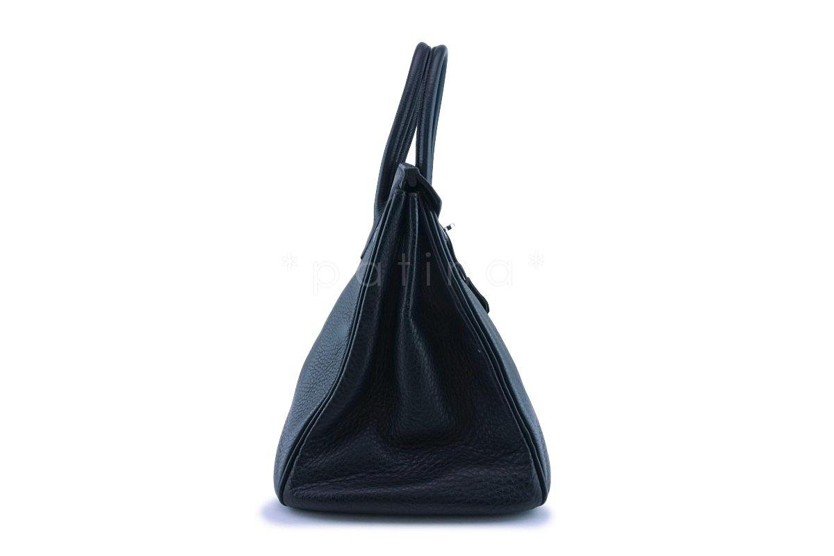 Hermes Indigo Clemence Blue-Black 35cm Birkin Bag PHW