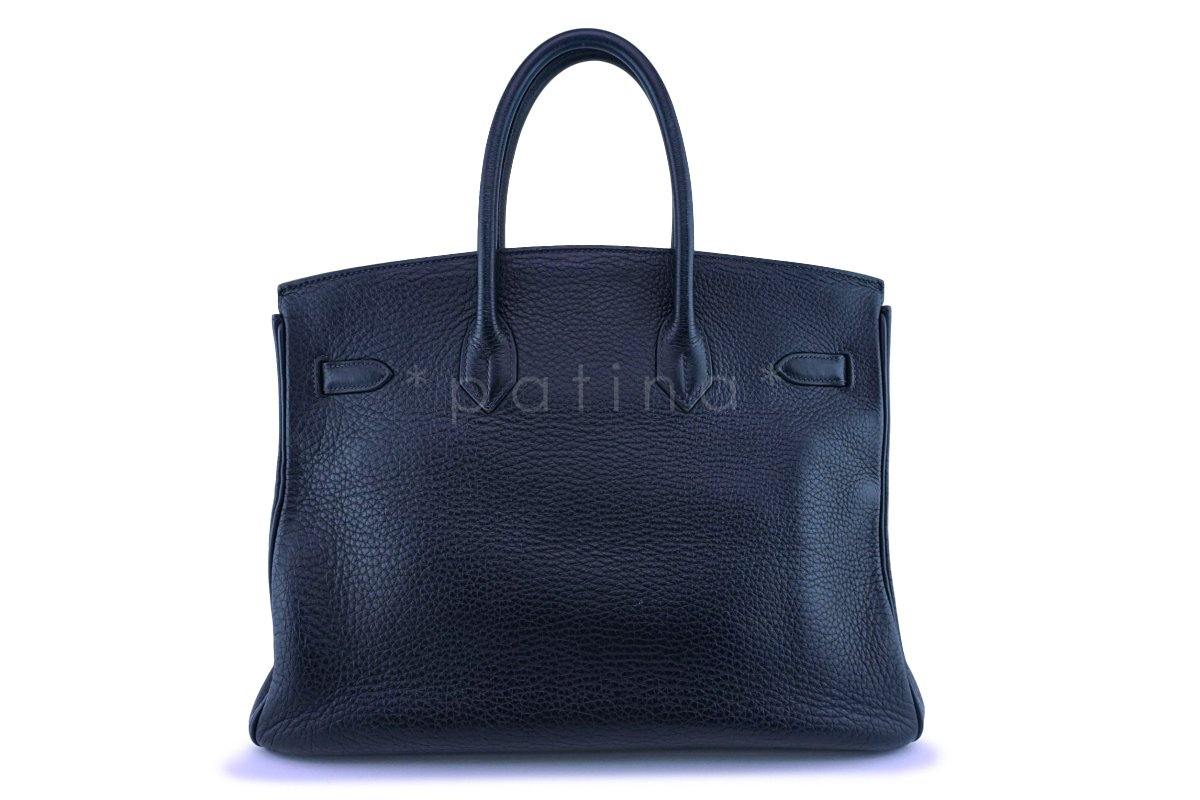 Hermes Indigo Clemence Blue-Black 35cm Birkin Bag PHW
