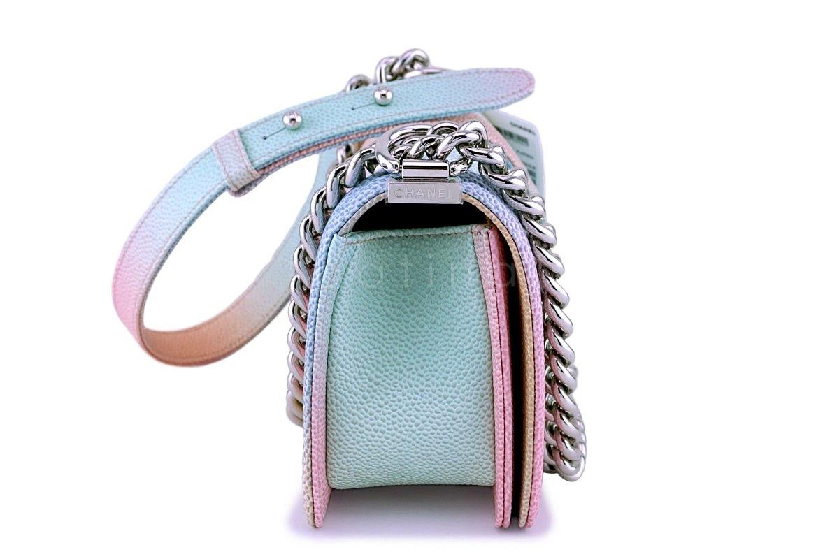 NWT 18P Chanel Multicolor Caviar Rainbow Classic Boy Flap Bag