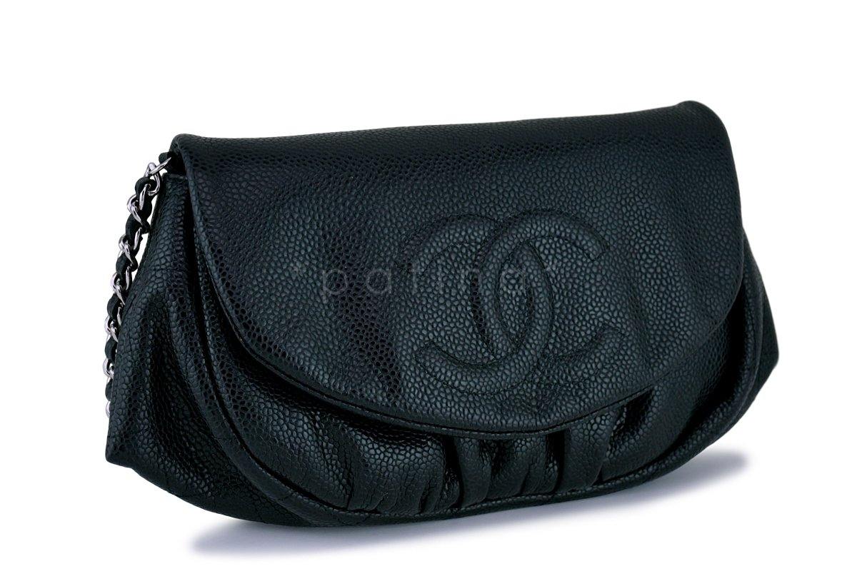 Chanel Black Caviar Half Moon WOC Wallet Chain Bag SHW